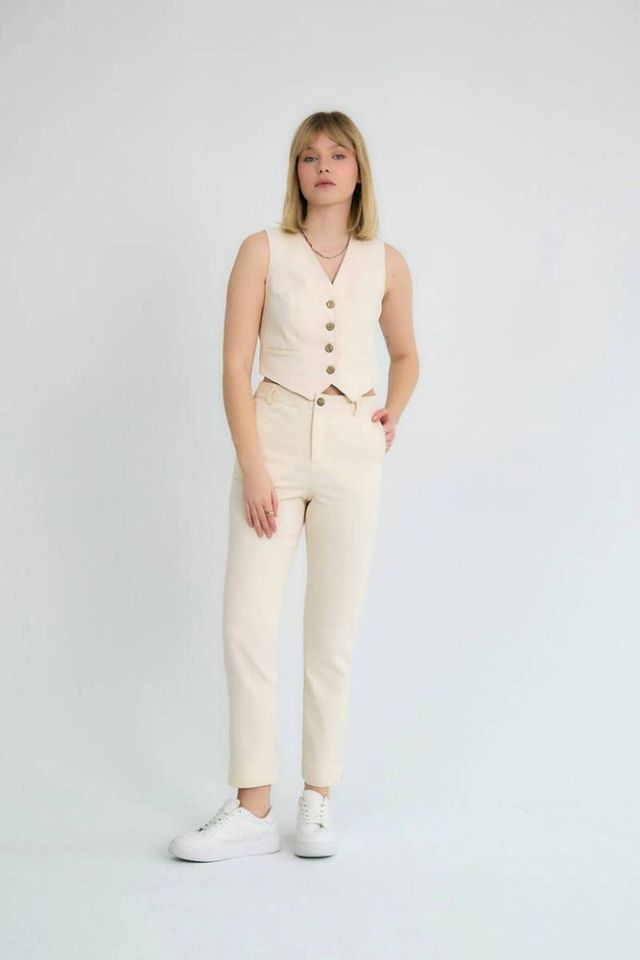 Bianca Slim Fit Pamuklu Pantolon Taş