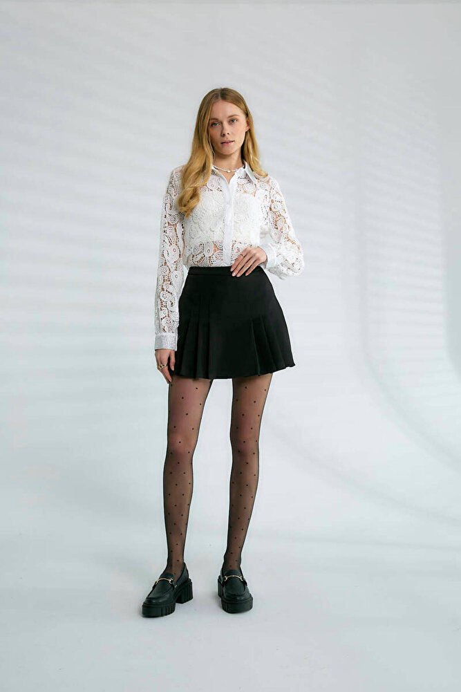 FREYA PİLİLİ ŞORT ETEK SİYAH