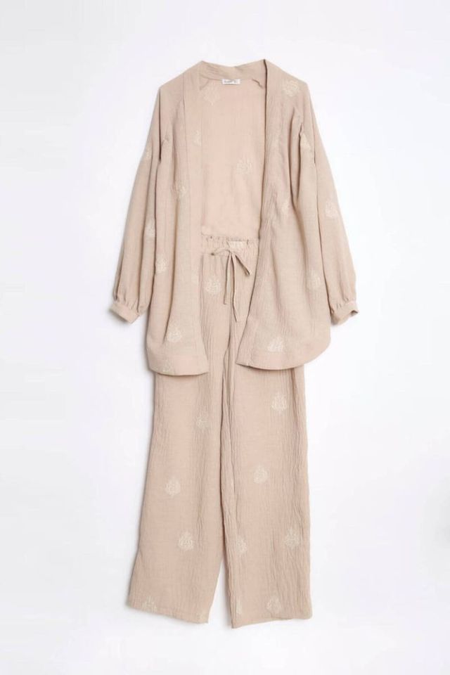 April Kimono Alt-Üst Takım Bej