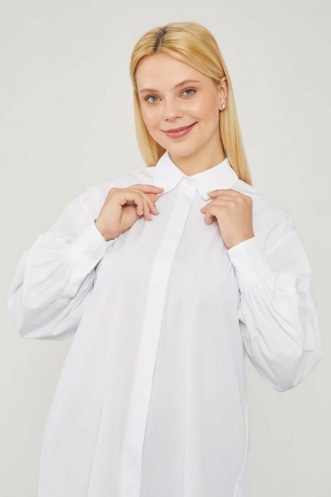 Arina Oversize Balon Kol Poplin Gömlek