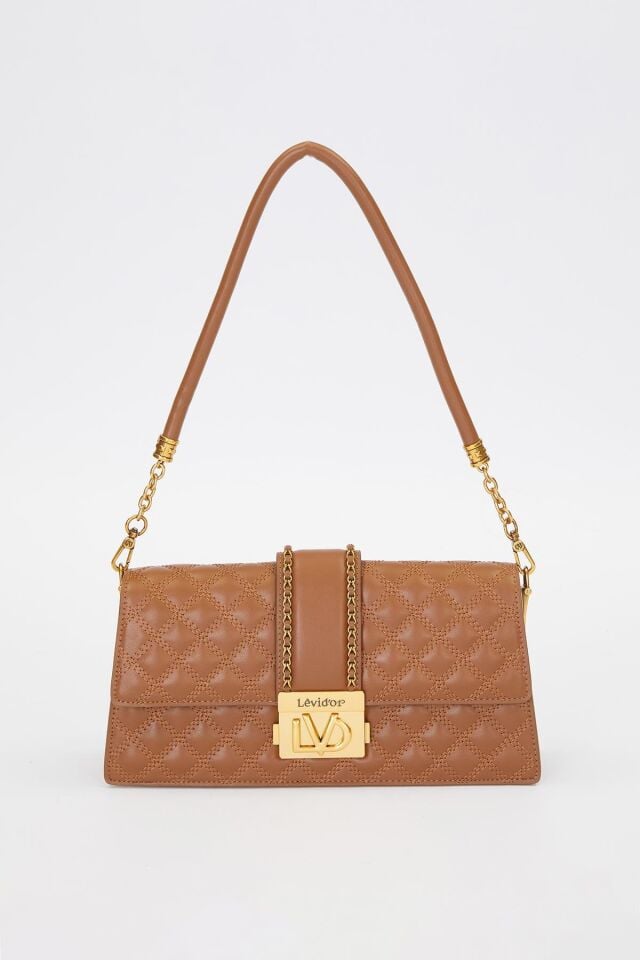 Premium Camel Zincir Kemer Desen Omuz Çantası